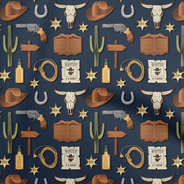oneOone Tissu Polyester Spandex Bleu Sarcelle Tissu pour Robe de Cowboy Tissu Imprimé au Mètre 56 Pouces de Large