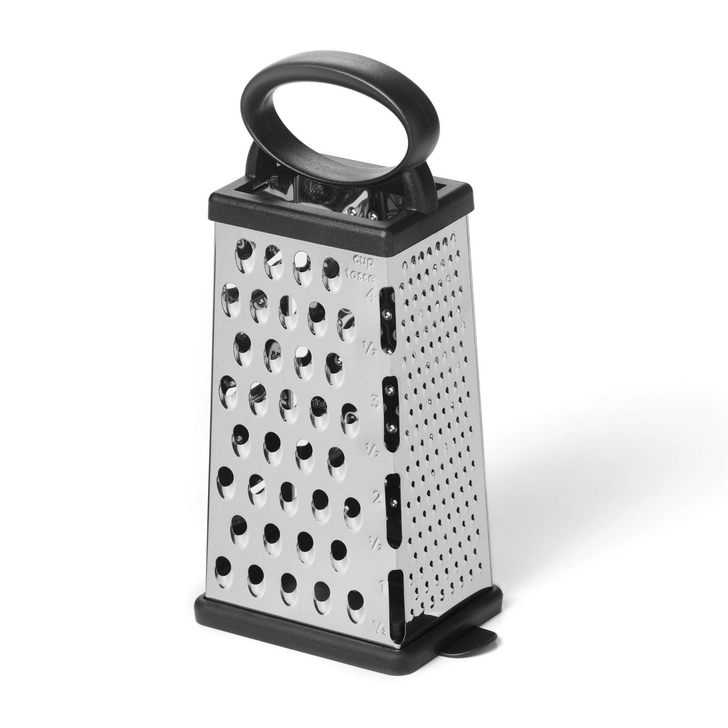 Starfrit Râpe à 4 Faces en Acier Inoxydable, Base Amovible avec Couvercle, Coupelles de Mesure, Poignée Confortable, Base Antidérapante
