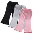 thumbnail image 1 of KYAIGUO 1-6T Baby Toddler Girls Summer Flare Pants Solid Color Ribbed Ruffle Bell Bottoms Spring Cotton Leggings Trousers, 1 of 9