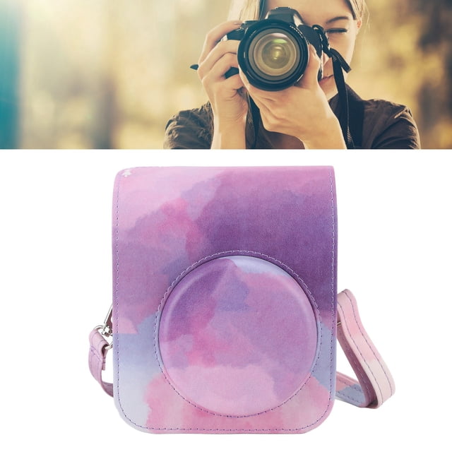 Waterproof Mini Camera Protective Bag with Adjustable Shoulder Strap for Fujifilm Mini 12, Soft Scratch Resistant PU Material, Microfiber Interior