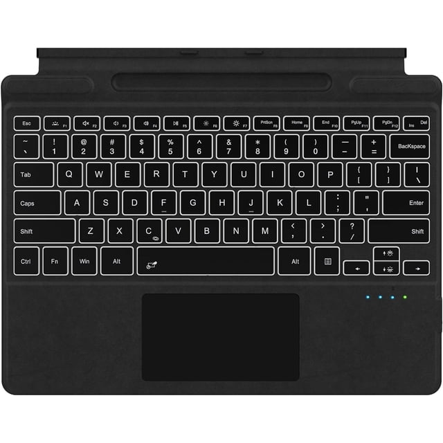 MYKOMI Clavier Surface Pro, Couverture de Type Microsoft Surface Pro avec Rétroéclairage 7 Couleurs, Pavé Tactile, Porte-Crayon, Batterie Rechargeable, Clavier Portable Mince Bluetooth 5.2 Seulement pour Surface Pro 10/9/8/X