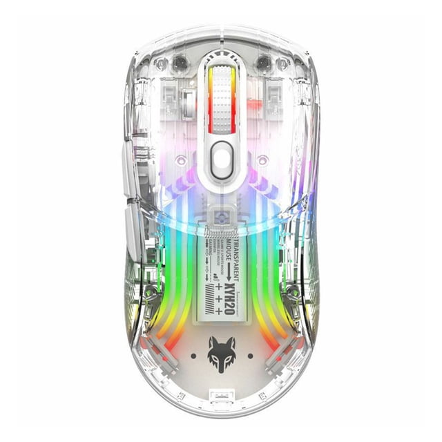 Rbaofujie Ergonomic Gaming Mouse Wireless Gaming Mouse With Full Transparent Design,Double Mode 2.4G/Bluetooth/wire Mouse,3D RGB Backlit,Ergonomic Silent Mouse With 7 Buttons, Pc Mouse
