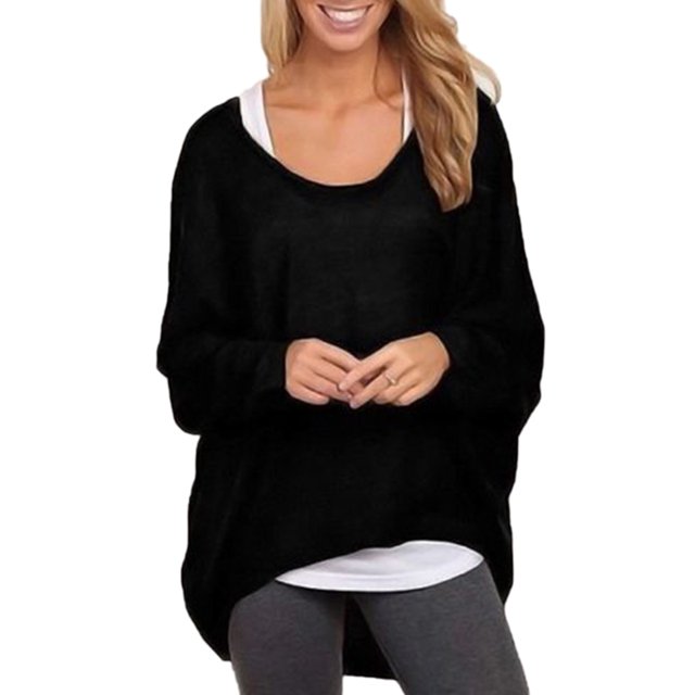 Bellella Hauts Légers pour Femmes Tricot Col Rond T-Shirt Quotidien Noir m