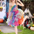 thumbnail image 3 of LOVZFMLL Girl' Summer Short Sleeve Ruffled Round Neck Lace Embroidery Dress Princess Bow Skirt, 3 of 3