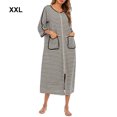 thumbnail image 3 of maskred Polyester Robe de Nuit pour Femmes en Col Rond à Manches Longues à Double Poche Respirante Automne Hiver Peignoir de Maison Tenue de Nuit Vêtements de Nuit Gris TTG, 3 of 6