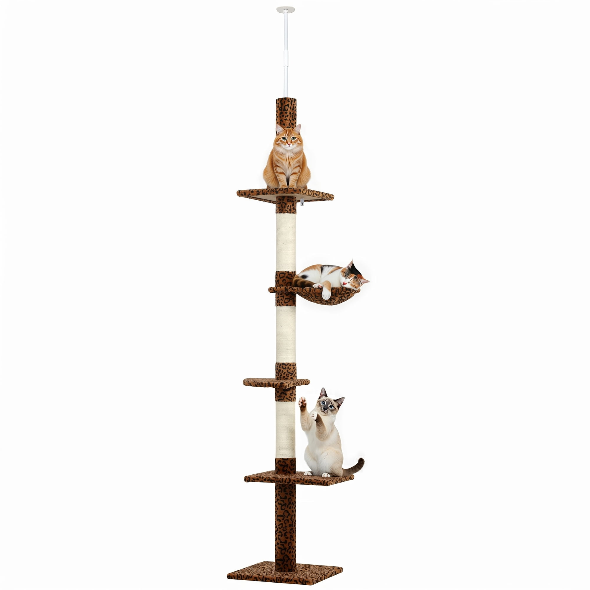 PawHut 8.5ft Cat Climbing Tree 5-Tier Kitty Activity Center, Leopard Print