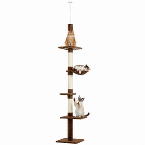 PawHut 8.5ft Arbre d'escalade du chat 5-Tier Centre d'activités Kitty, Léopard Print