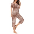 thumbnail image 4 of Rbaofujie Pyjama d'Automne pour Femmes, T-Shirt à Col Rond Imprimé à Manches Courtes et Ensemble de Pantalon, Tenue de Détente, Pyjama avec Poches, Ensemble de Pyjama pour Femmes, 4 of 6