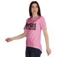 thumbnail image 4 of Inkmeso Relax I'M Vaxxed Drôle Pro-Vaccin T-shirt en Coton à Encolure Dégagée pour Femmes, 4 of 8