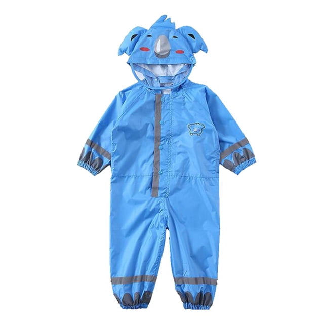 Imperméable Respirant pour Garçons et Filles Été Rainar Imperméable Bleu P. un Imperméable Bleu en polyester Conçu pour les Enfants de 3 à 5 Ans, avec une Mignonne Capuche à Thème Animal avec un Motif de Rhinocéros, des Poignets Élastiques et des accents Réfléchissants. Léger, Pliable et Imperméable, Convient aux Activités de Plein Air comme la Randonnée, le camping et les Jours de Pluie.