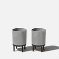 thumbnail image 1 of Veradek Mason Series Raised Demi 12" Plastic-Stone Planter with Stand - 2-Pack Gray/Black, 1 of 10
