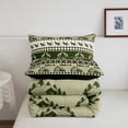 thumbnail image 4 of Fox Wild Animal Down Comforter Twin,Rustic Cabin Lodge Bedding Set,Green Gray Classic Duvet Insert for Home Room Decor,Geometric Patchwork Soft Microfiber Comforter Set,Reversible, 4 of 6