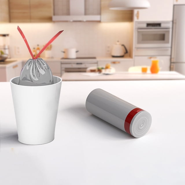 Extra Thick Plastic Drawstring Trash Bags | Leakproof Breakpoint Design | Multipurpose for Kitchen Bathroom Office | Heavy Duty 17.5lb Capacity | 50x15cm | White Gray Blue | 1 Pack
