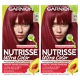 thumbnail image 1 of Garnier Hair Color Nutrisse Ultra Color Nourishing Creme, R3 Light Intense Auburn (Red Hibiscus) Permanent Hair Dye, 2 Count (Packaging May Vary), 1 of 5