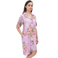 thumbnail image 2 of Bimba Chemise de Nuit en Rayonne Violette pour Femme à Boutons, Imprimé Floral, Robe de Nuit - 20, 2 of 6