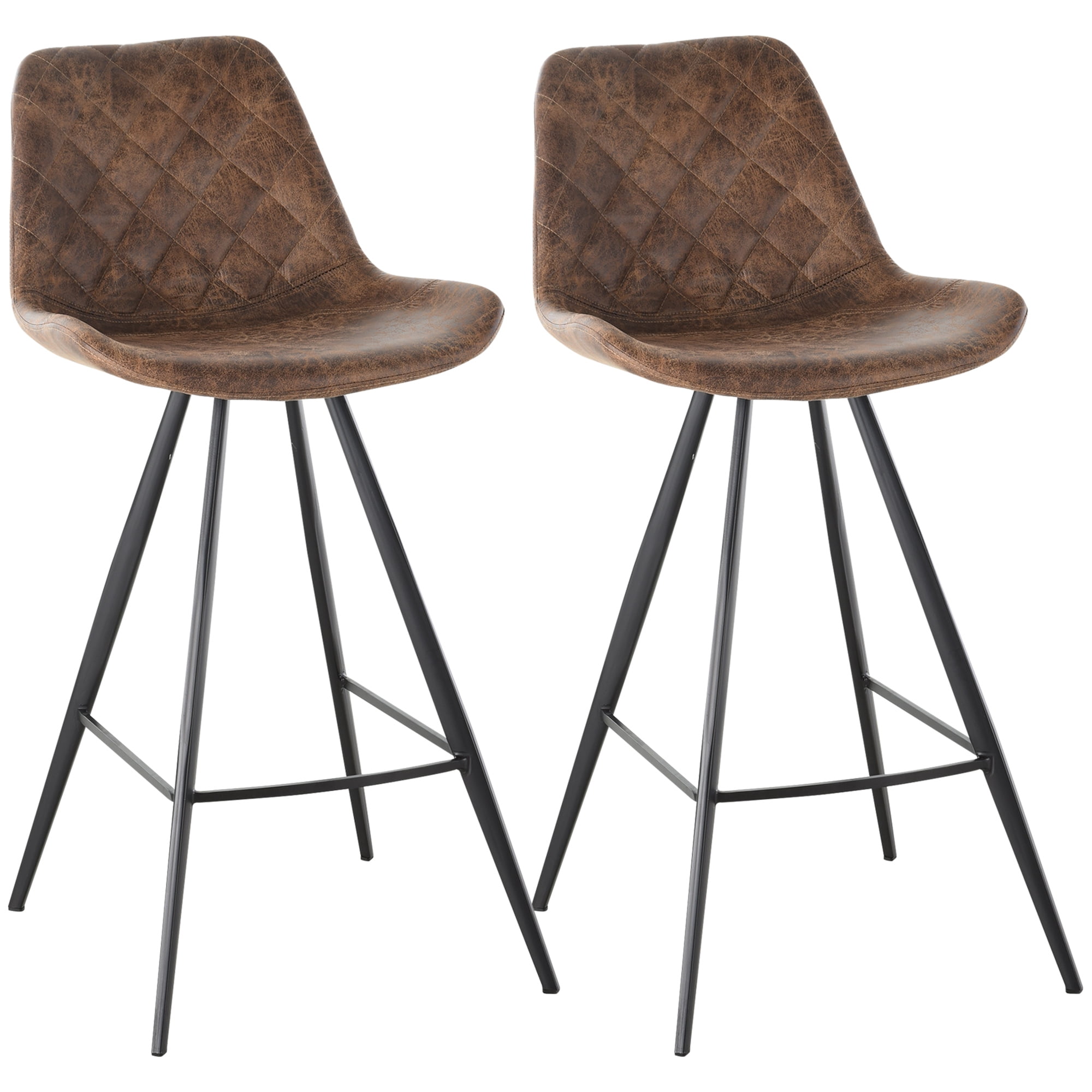 HOMCOM Tabourets de Bar Hauteur Bar Ensemble de 2, Chaises de Bar en Tissu Microfibre