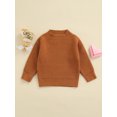 thumbnail image 2 of Faithtur Pull Unisexe pour Enfants Automne Couleur Unie Col Rond Manches Longues Hauts Tricotés, 2 of 9