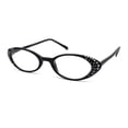 thumbnail image 4 of Womens Rhinestone Studded Oval Cat Eye Reading Glasses with Hard Case Black +1.0, 4 of 4