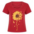 thumbnail image 3 of Fridja T-Shirt Décontracté Ample à Imprimé Floral Col en V Manches Courtes pour Femmes, 3 of 8