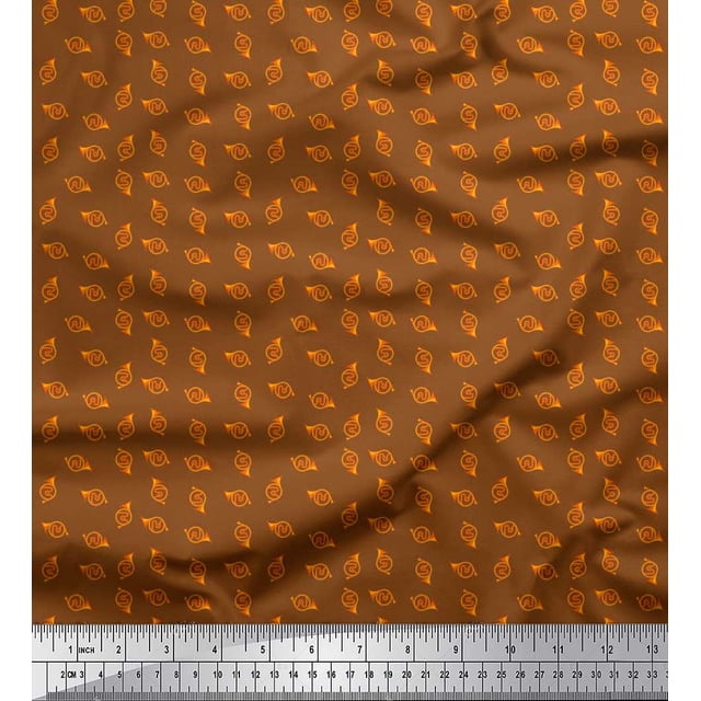 Soimoi Cotton Cambric Fabric French Horn Musical Instrument Print Sewing Fabric Yard 42 Inch Wide
