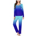 thumbnail image 2 of Timegard Ensembles de Pyjamas pour Femmes 2 Pcs Confortables Couleur Dégradée Manches Longues Col en V Haut et Pantalon Tenues de Pjs, 2 of 5