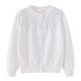 thumbnail image 1 of RXIRUCGD Girls Rhinestone Knitted Cotton Cardigan Jacket( White, Size:2 Years ), 1 of 3