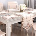 thumbnail image 4 of Mosiee Chemin de Table Brodé en Dentelle Florale Tissu Translucide Gaze Design Sculpté Nappe Style Rétro, 4 of 9