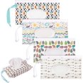 thumbnail image 1 of Lot de 4 Sachets de Lingettes Humides Très Grands 10 x 6 Étui de Lingettes pour Bébé Réutilisable Distributeur de Lingettes Rechargeable Contenant de Voyage Sac de Lingettes pour Bébé et Adulte (Coloré), 1 of 5