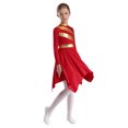 thumbnail image 2 of RUNQHUI Robe de Danse pour Filles Enfants Patchwork Métallique Ourlet Asymétrique Culte Église Rouge 10, 2 of 7