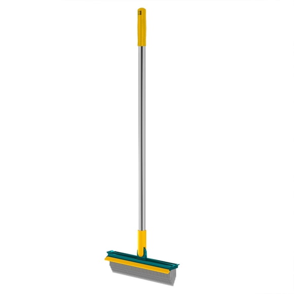 TopLLC 2 in 1 Cleaning Floor Scrub Brush Floor Brush with Handle Grout Brush Scrape V-Shape Stiff Bristle Cleaning Brush with Squeegee 120° Rotating