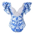 thumbnail image 3 of Birdeem Maillot de Bain une Pièce pour Femmes, Bikini Ajusté Rétro à Imprimé Floral, Aguichant, avec Robe, 3 of 10