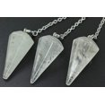 thumbnail image 3 of Angelstones Natural Gemstone Crystal White Quartz Hexagonal Pointed Reiki Chakra Pendant Pendulum, 3 of 3