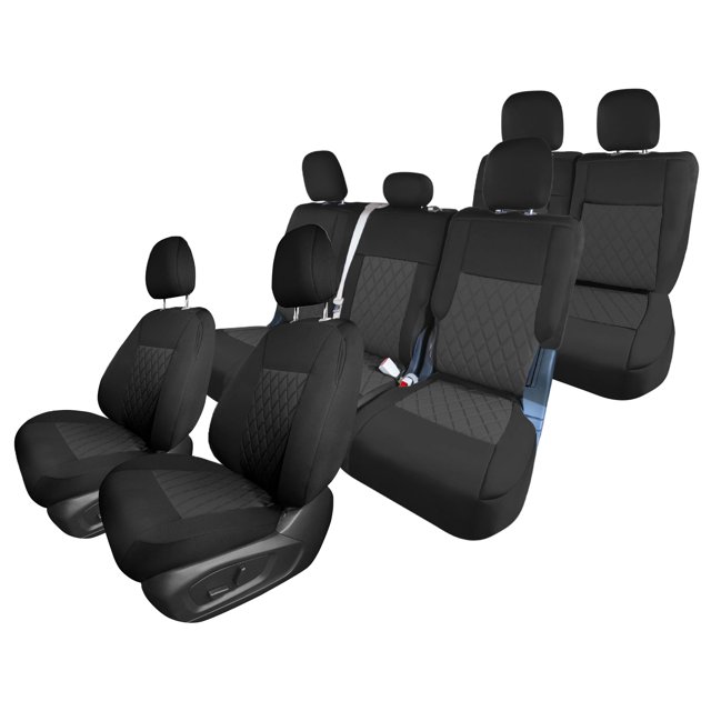 For 2020-2024 Ford Explorer Base FH Group Neoprene Custom Fit Car Seat Covers Water Resistant - Full Set Black