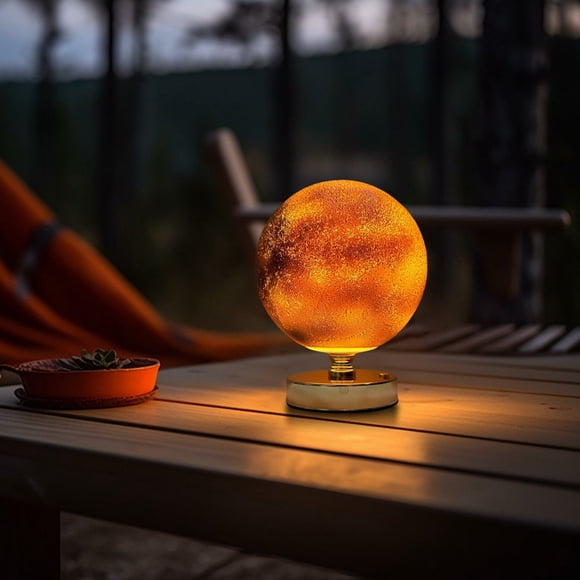 LOVEVERModern Table Lamps Gold Desk lamp with Amber Crackled Glass Shade Globe Table lamp Art Deco lamp nightstand lamp Small Table lamp
