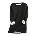 thumbnail image 1 of HKEJIAOI 2023 Haut pour Femme Col Rond Uni Poids Moyen Manches Longues Haut, 1 of 8