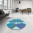 thumbnail image 4 of Ahgly Company Tapis d'Intérieur Lavable à la Machine, Carré, Transitionnel, Bleu Ivy Bleu, Tapis de Zone, 4 Pieds Carré, 4 of 7