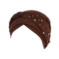 thumbnail image 1 of Womens Large Elastic Solid Color Comfortable Flat Hat Single Color Stud Bead Single Color Single Strip Stud Bead Drill Braid Cap, 1 of 4