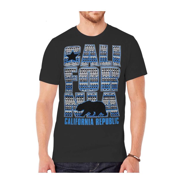 T-Shirt à Motif Tribal Bleu République de Californie pour Homme - Gris - Grand