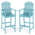thumbnail image 1 of Gymax 2PCS Tall Adirondack Chair w/Back Armrests & Footrest for Balcony Porch Deck Turquoise, 1 of 10