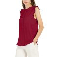 thumbnail image 4 of INSPIRE CHIC Women's Sleeveless Work Blouses Ruffled Pleated Chic Tops Burgundy S, 4 of 7