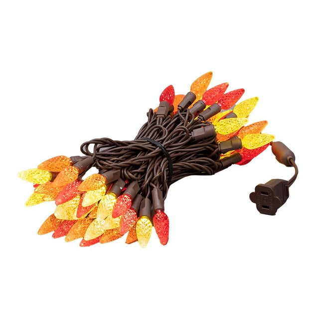 Novelty Lights 24 Feet 70 LED Yellow, Red & Orange Outdoor Autumn String