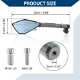 thumbnail image 4 of Unique Bargains Motorcycle Rear View Mirrors Side Rearview Mirror Adjustable Aluminum Alloy 1 Set Black Titanium Tone M8/M10 Prismatic Shape, 4 of 7