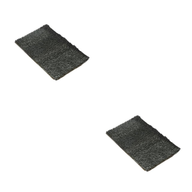 mmirethe Polyester Soft Chenille Rug - Prompt And Strong Absorption No Shedding Soft Texture Absorbent Deep Grey 40cm*60cm 2Set