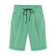 thumbnail image 1 of Plebaso Shorts Décontractés pour Femmes Longueur Genou, Shorts à Cordon, Shorts Roulés, Shorts Simples Légers à Enfiler, 1 of 6