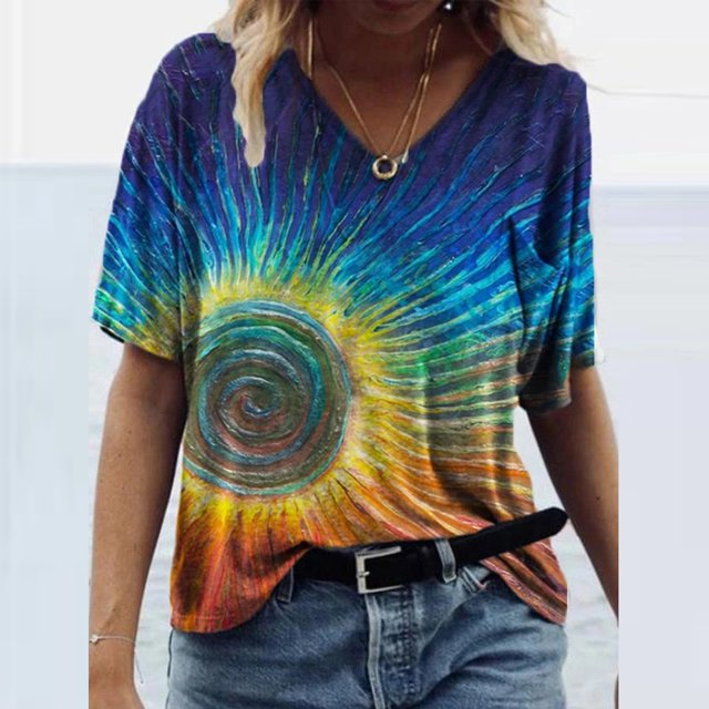 SMihono Hauts pour Femmes Été Chic Décontracté Mode T-Shirt d'Été pour Femmes Imprimé à Manches Courtes Col Rond T-Shirt Décontracté Hauts Tee Grande Taille T-Shirt