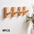 thumbnail image 3 of HLONK 4PCS Solid Wood Wall Hanging Clothes Hook  Clothes Hook  Bamboo and Wood Bathroom Wall Hanging  Decorative Hook  Single Layer Clothes Hanger  Towel Rack, 3 of 11