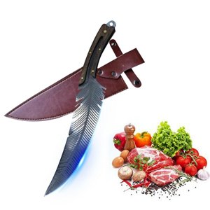 Estbridge Sharp Feather Couteau forgé à la main Couteaux haute carbone en acier couteau de désossage couteau pour la coupe de viande Couteux de cuisine japonais avec gaine pour la cuisine blanc