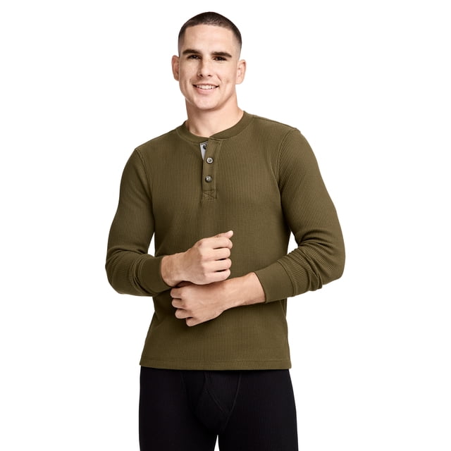 Jockey Men's Long Sleeve Waffle Henley