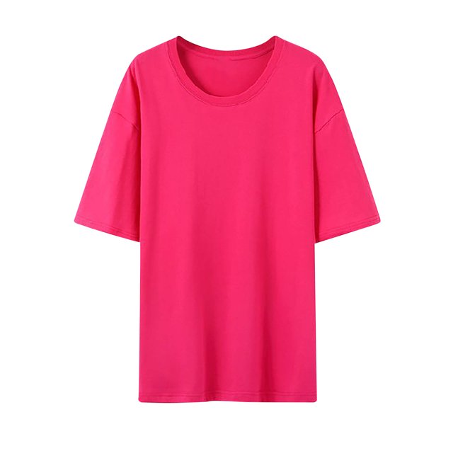 Pisexur Hauts d'Été pour Femmes, Hauts pour Femmes, Hauts de Sortie pour Femmes, Hauts pour Dames, T-Shirt d'Été pour Femmes à Col Rond, Manches Courtes, Décontracté, Mode, Imprimé, à Boutons, Rose Vif, 2TG