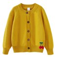 thumbnail image 2 of Zwiiyzr Girls Sweaters Kids Open Front Button Down Long Sleeve Knit Cardigans Sweater Cardigan Jacket 2-8Y Yellow, 2 of 3